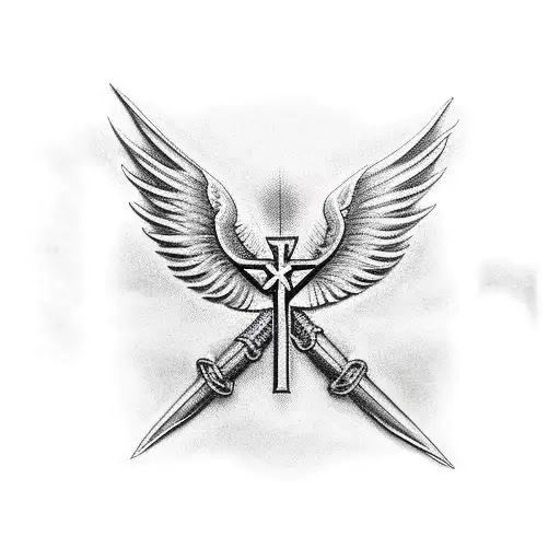 Christian Cross with wings tattoo design idea