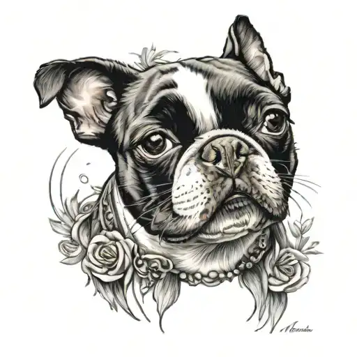 Boston terrier dog tattoo design idea