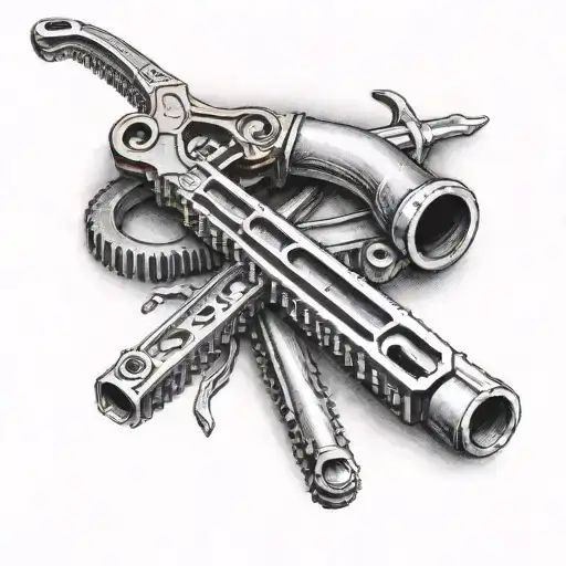 pipe  wrench tattoo design idea
