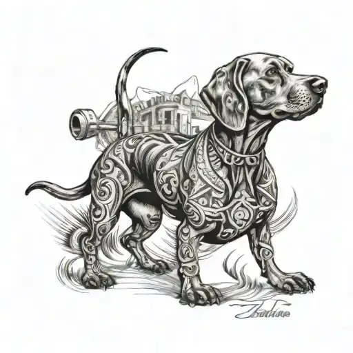 vizsla dog tattoo design idea