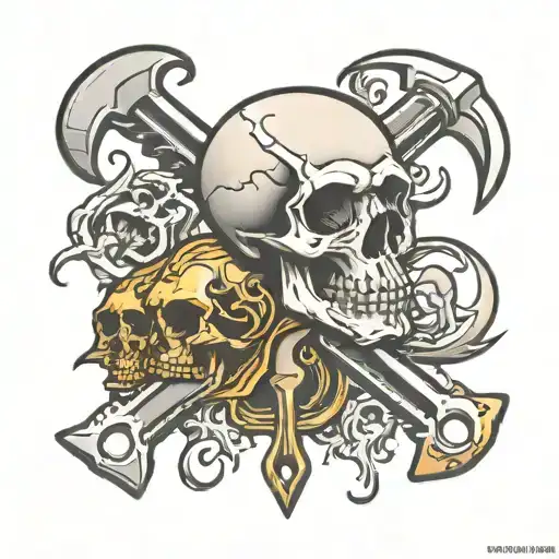 wrench and skulls  tattoo design idea