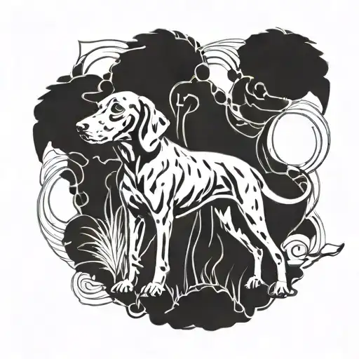 Vizsla dog silhouette tattoo design idea