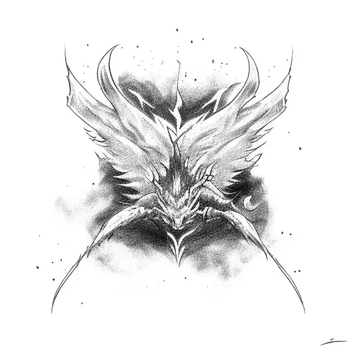 monster fight with a fenix tattoo design idea