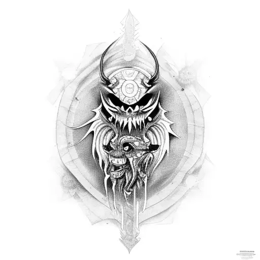 monster with a fenix tattoo design idea