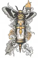 moth and candle burning tattoo design idea