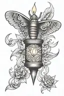 moth and candle burning tattoo design idea