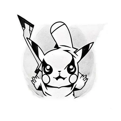 a pikachu which contains two sides cutest and Villain side. tattoo design idea