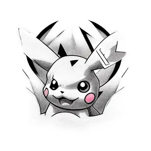 a pikachu which contains two sides cutest and Villain side. tattoo design idea