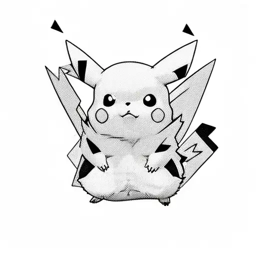 a pikachu which contains two sides cutest and Villain side. tattoo design idea