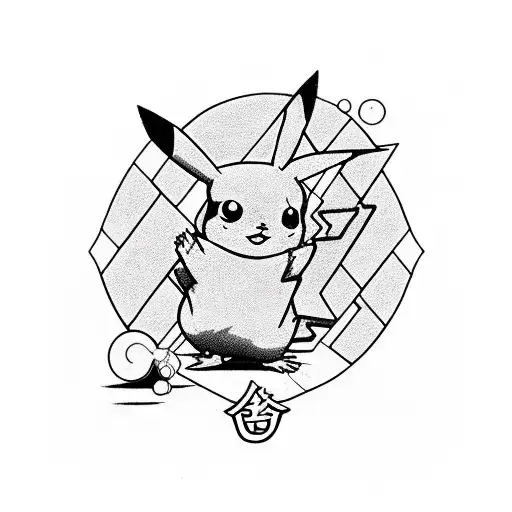 a pikachu which contains two sides cutest and Villain side. tattoo design idea
