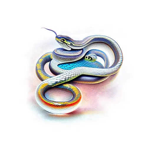 Snake wrapped around a caduceus tattoo design idea