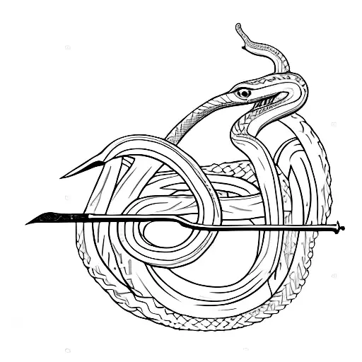 Sword with a snake entwined around the blade tattoo design idea