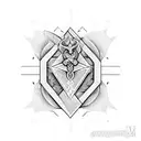 A geometric interpretation of a caduceus of aesculapius with intricate blackwork patterns tattoo design idea