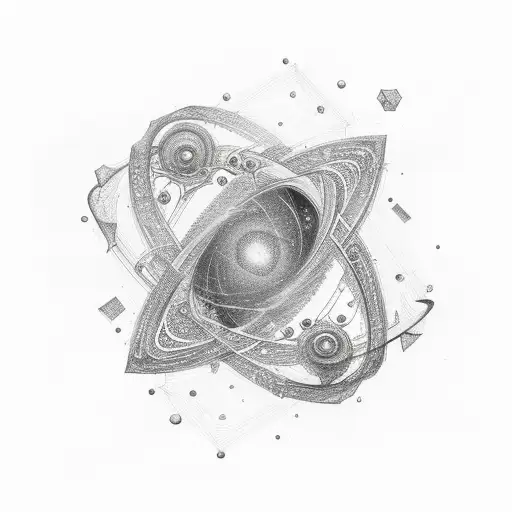 Mathematical formulas intertwining with galaxies tattoo design idea