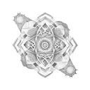 Fractal patterns intertwined with mathematical equations tattoo design idea