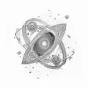 Mathematical formulas intertwining with galaxies tattoo design idea