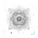 Mathematical formulas intertwining with galaxies tattoo design idea