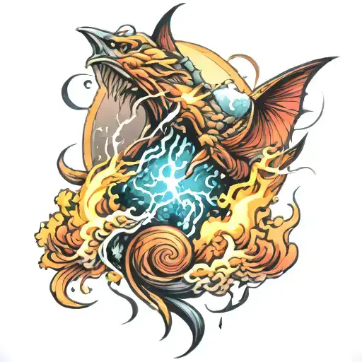 thunder storm tattoo design idea