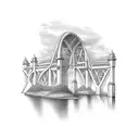 arched bridge over river tattoo design idea