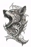 scary wolf howling tattoo design idea