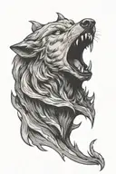 scary wolf howling tattoo design idea