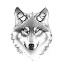 wolf and baby wolf, with forest negative space  tattoo design idea