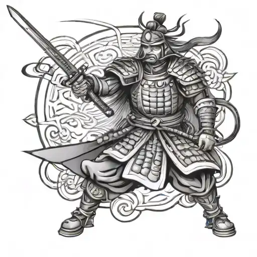 Chinese Samurai warrior tattoo design idea