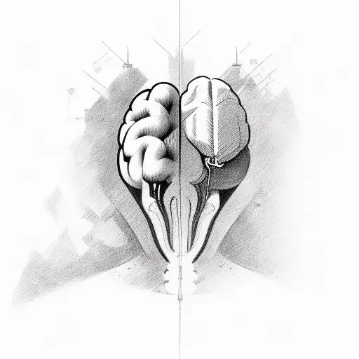 internal battle, brain vs heart tattoo design idea