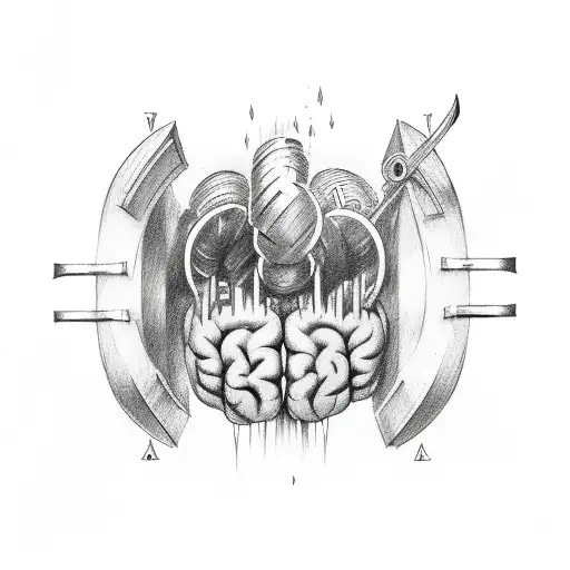 internal battle, brain vs heart, locked swords, tattoo idea,  tattoo design idea