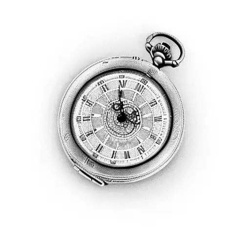 Tribal "Pocket Watch" Tattoo Idea BlackInk AI