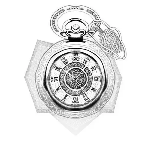 Tribal "Pocket Watch" Tattoo Idea BlackInk AI