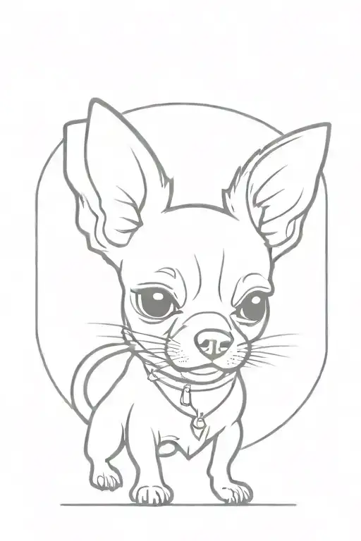 chihuahua dog with tongue coming tattoo design idea