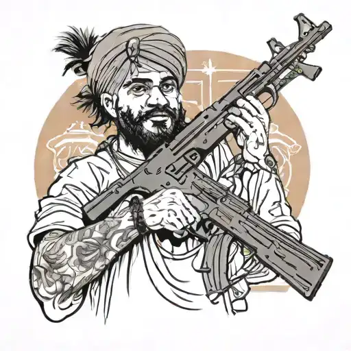 sidhu moosewala with ak47 tattoo design idea