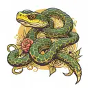 a snake wapping around bunny  tattoo design idea