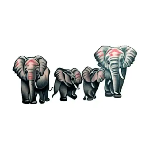 a family of elephants tattoo design idea