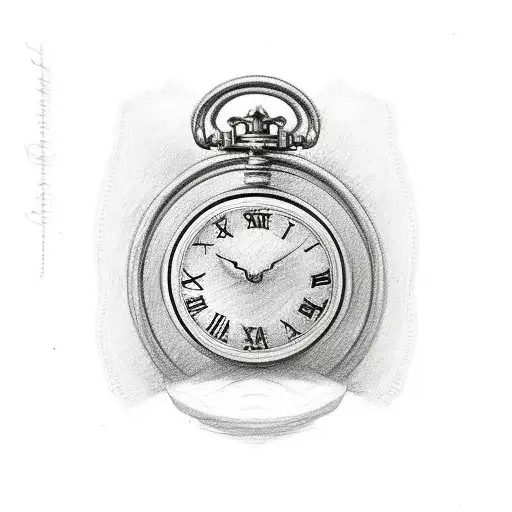 Sketch the name of bella Valentina with 2 baby footprints the date 2/16/2024 in Roman numbers, a clock and roses tattoo design idea