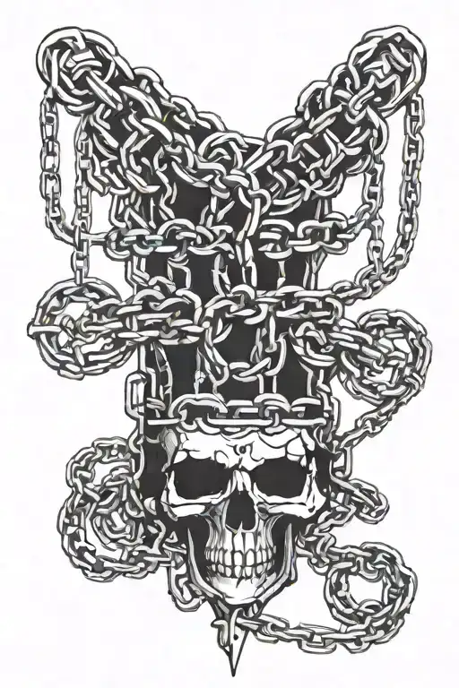 blackout with chains wrapped tattoo design idea