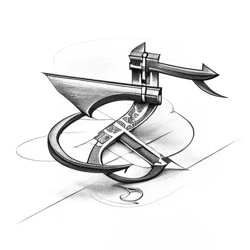 bow and arrow with letter P tattoo design idea