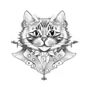 steampunk cat in a forest tattoo design idea