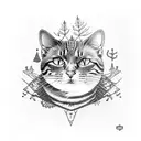 steampunk cat in a forest tattoo design idea