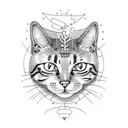 steampunk cat in a forest tattoo design idea