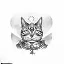 steampunk cat in a forest tattoo design idea