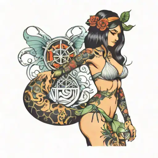 girl in bikini tattoo design idea