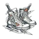 shoes with blades tattoo design idea