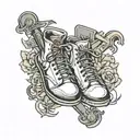 shoes with blades tattoo design idea