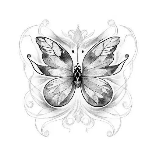 Mariposa formada con el símbolo psi, y que las alas se formen por la frase "my soul is painted like the wings of butter tattoo design idea