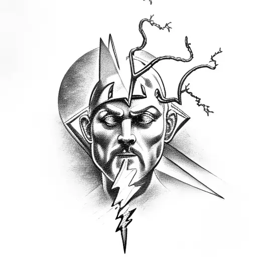 zeus holding lightning bolt tattoo design idea