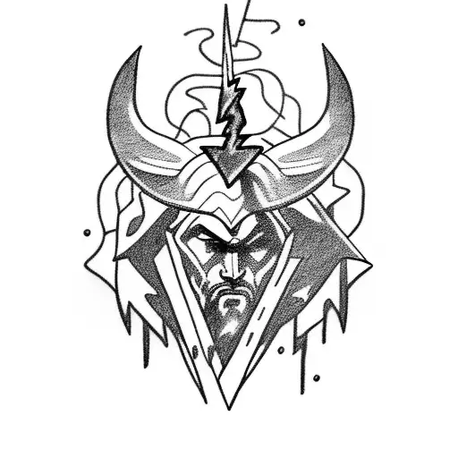 Black and Grey "Zeus Holding Lightning Bolt" Tattoo Idea BlackInk AI