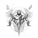 zeus holding lightning bolt tattoo design idea