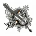 Saz (turkish instrument surrounded my fire coming tattoo design idea
